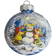 Украшение на ёлку стекло (форма Медальон) 06см "Детские забавы" п/у арт.КУ-80-254059