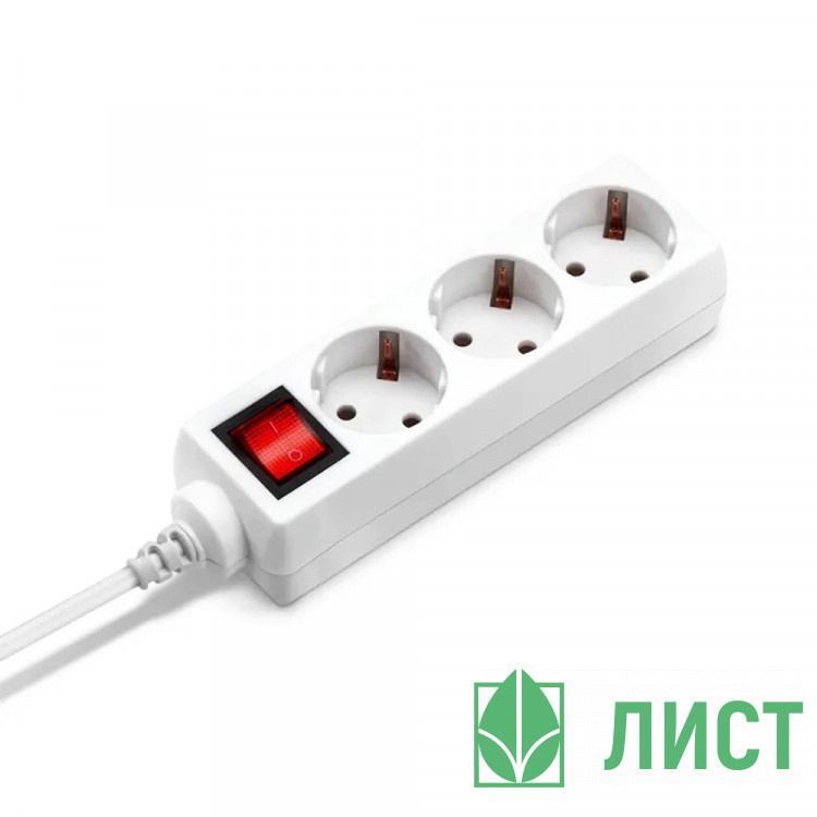 Сетевой удлинитель Buro BUPS3.1/W 1.5м (3 розетки) белый (пакет ПЭ)
