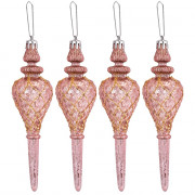 Украшение декор.подвеска пластик "Сосулька винтаж" 14,5см 04шт/наб. цв.розов/золото арт.92695