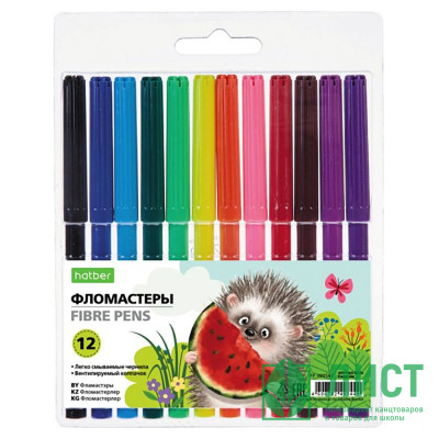Фломастеры (Hatber) ECO Хорошо быть ежиком 12 цветов блистер арт.FP_080547 Фломастеры (Hatber) ECO Хорошо быть ежиком 12 цветов блистер арт.FP_080547