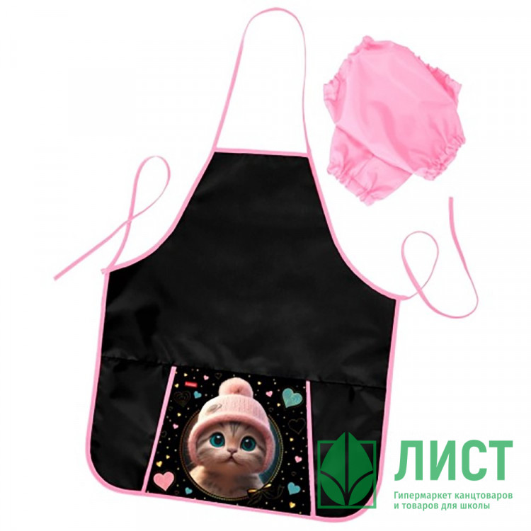 Фартук для детского творчества Hatber с карманом Котенок в шапочке 535х445мм арт.NFn_35115