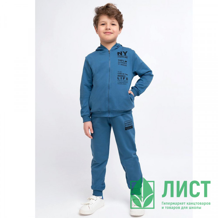 Брюки спортивные для мальчика арт.CLE 825604-01а_п размер 34/134-42/158 цвет джинсовый