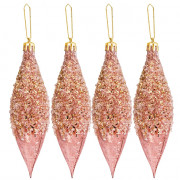 Украшение декор.подвеска пластик "Сосулька винтаж" 14,5см 04шт/наб. цв.розов/золото арт.92696