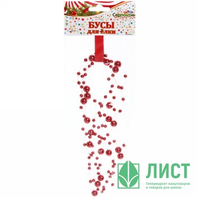 Украшение декоративное &quot;Бусы&quot; 200см роса цв.красный арт.201-0449 Украшение декоративное "Бусы" 200см роса цв.красный арт.201-0449