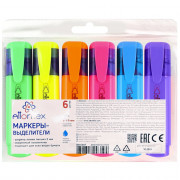 Маркер флуорисцентный  Attomex 1-5мм набор 6шт желтый/зеленый/оранжевый/розвый/голубой/сиреневый арт.5045407