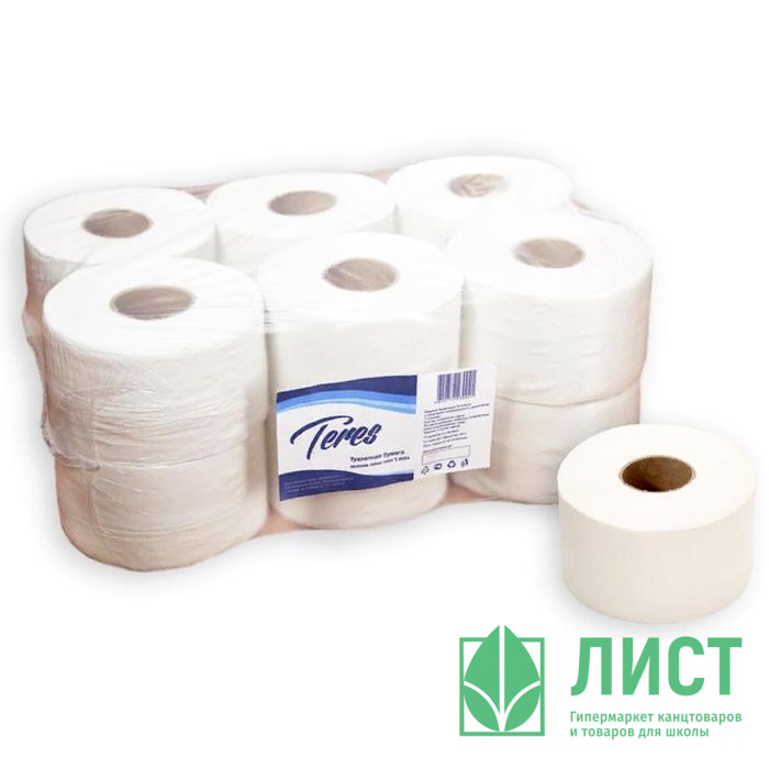 Бумага туалетная 1-слойная втулка 200м рулон светло-серая Терес Эконом