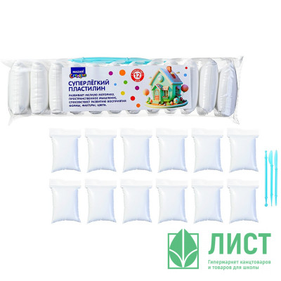 Пластилин супер легкий Белый (Mazari) 12 штук 3 стека арт.M-4199-12W Пластилин супер легкий Белый (Mazari) 12 штук 3 стека арт.M-4199-12W