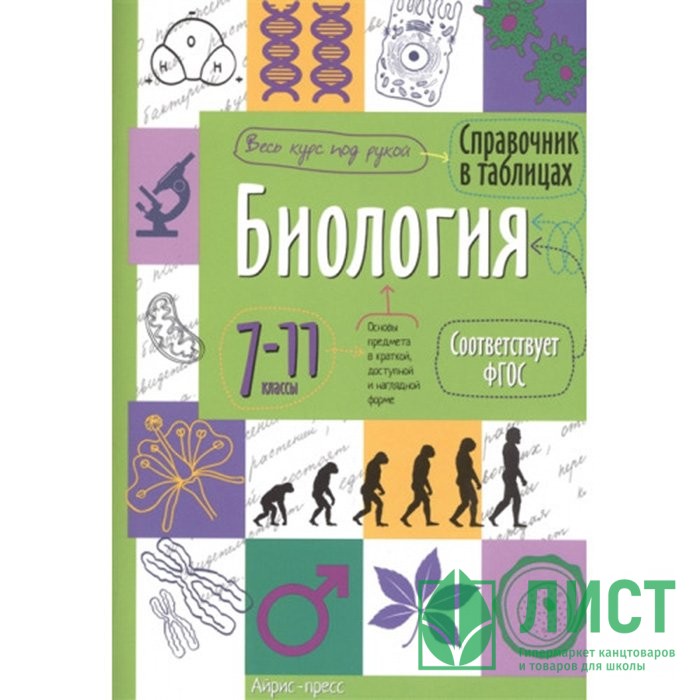Книга мягкая обложка А5 Справочник в таблицах Биология 7-11 классы (Айрис) арт.25471