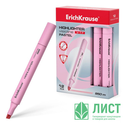 Маркер флуорисцентный ErichKrause Visioline V-17 Pastel скош. розовый арт.56021 (Ст.12) Маркер флуорисцентный ErichKrause Visioline V-17 Pastel скош. розовый арт.56021 (Ст.12)