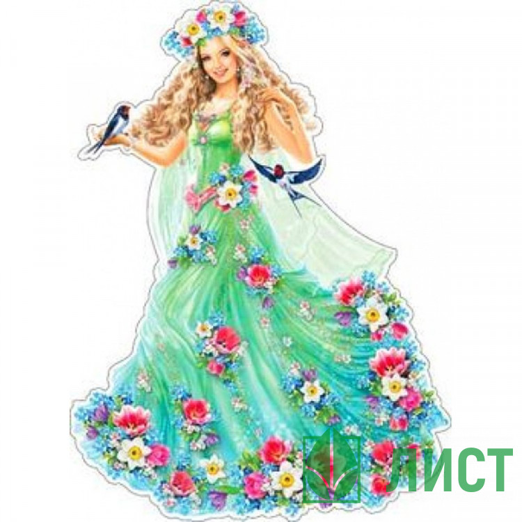 Украшение на скотче Девушка-весна 30*30см арт.А205А