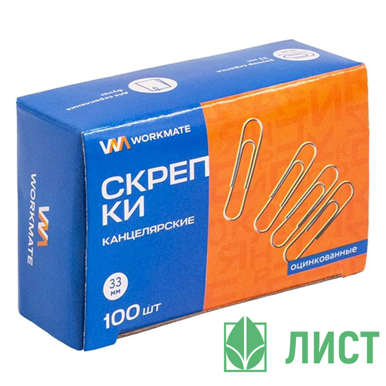 Скрепки оцинк. 33мм овальные 100шт/уп. WM арт. 14-6417