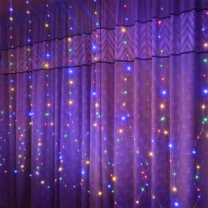 Гирлянда эл.д/дома занавес Дождь/Брилиант 3*3м 300LED (св.провод) цв.мульти 8реж. д/у арт.725-0582