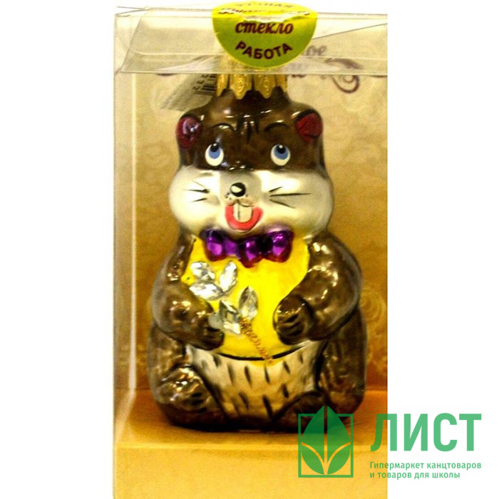 Украшение декоративное стекло 09см "Барсук" п/у арт.ФУП-41/16