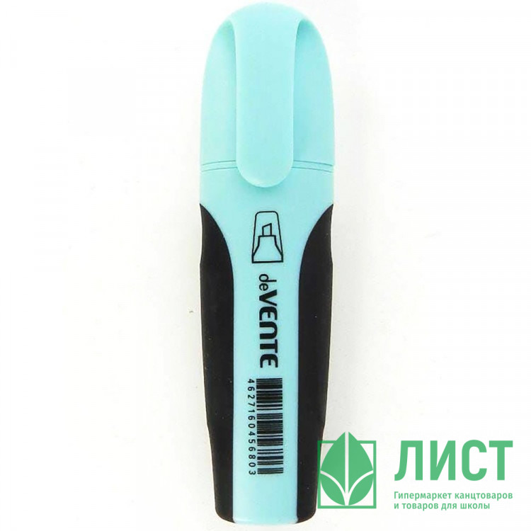 Маркер флуорисцентный  deVENTE  1-5мм скошенный, Пастель (Pastel) бирюзовый, каучуковые вставки арт.5045903 (Ст.12)