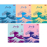 Тетрадь А5 клетка 96 листов скоба (Hatber) Большая волна матовая ламинация ассорти арт.96Т5лВ1