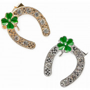 Брошь "Подкова" на удачу с клевером, цвет МИКС арт.4687457