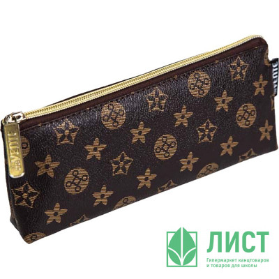 Пенал-косметичка 1 отделение кожзам (deVente) Monogram 210x80x35мм коричневый арт.7026441 Пенал-косметичка 1 отделение кожзам (deVente) Monogram 210x80x35мм коричневый арт.7026441