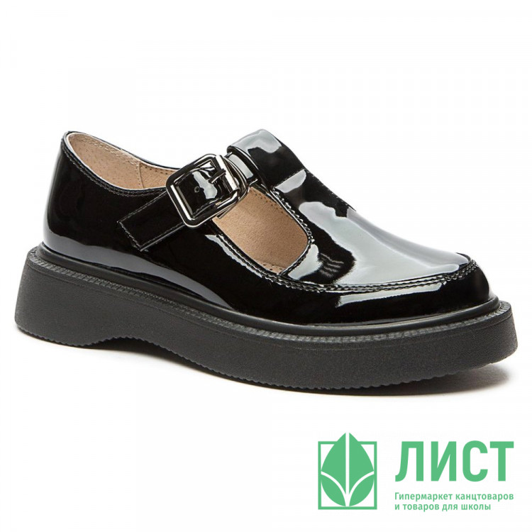 Туфли для девочки (KEDDO) черные верх-искусственная кожа лак подкладка-натуральная кожа размерный ряд 34-39 арт.538215/07-06