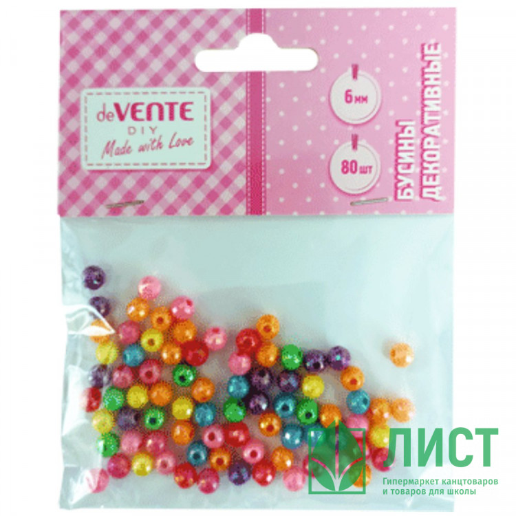 Бусины 80 штук (deVENTE) пластиковые d-6mm ассорти арт.8001803