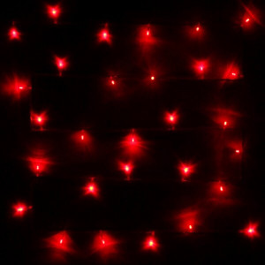 Гирлянда электрическая для дома точечная 9,5м 100LED цвет красный (светлый провод) 8режимов арт.129-023
