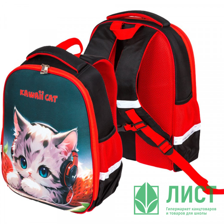 Ранец для девочек школьный (Attomex) Optima. Kawaii Cat 37x28x18см арт.7033501