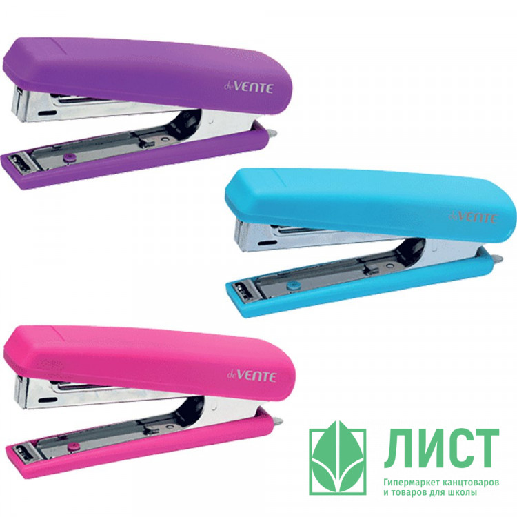 Степлер №10 (12л) пластиковый прорезиненное покрытие deVENTE арт.4142805 (Ст.)
