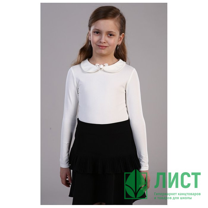 Джемпер для девочки трикотажный (Ликру) длинный рукав цвет белый арт.1026 ОЛЬГА размерный ряд 32/128-36-140