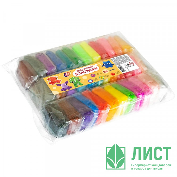 Пластилин воздушный 36 цветов (ЛУЧ) арт.34С 2230-08