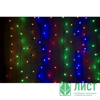 Гирлянда электрическая уличная занавес Дождь 2*2м 480LED цвет мульти (темный провод) арт.YS-114* Гирлянда электрическая уличная занавес Дождь 2*2м 480LED цвет мульти (темный провод) арт.YS-114*