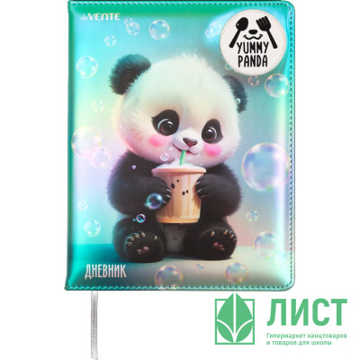Дневник школьный твердая обложка кожзам (deVENTE) Yummy Panda аппликация rubber patch, отстрочка, ляссе арт.2020534 Дневник школьный твердая обложка кожзам (deVENTE) Yummy Panda аппликация rubber patch, отстрочка, ляссе арт.2020534