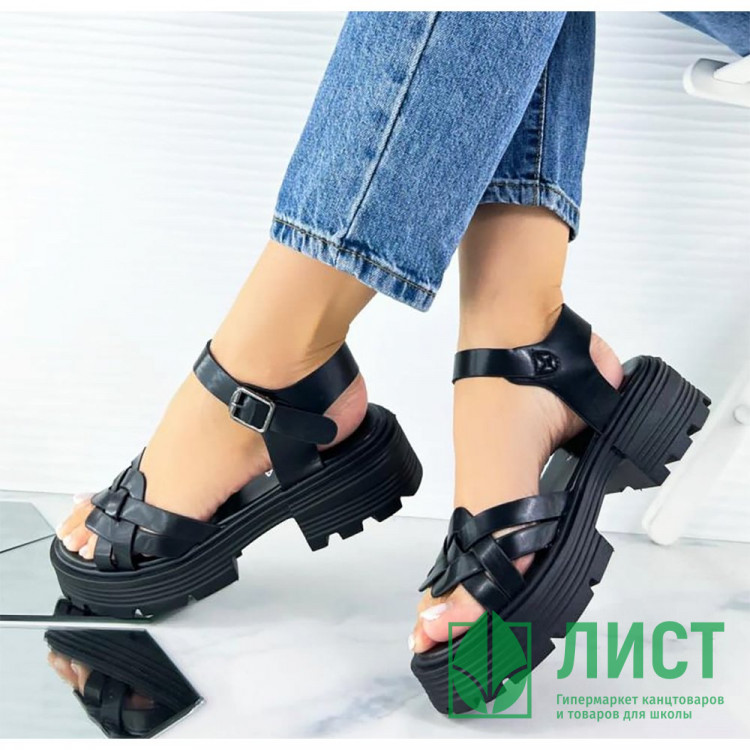 Босоножки для девочки (Nalisha) черный верх-искусственная кожа подкладка-искусственная кожа размерный ряд 36-41 арт.apb-601-1