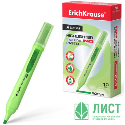 Маркер флуорисцентный ErichKrause Liquid Visioline V-14 Pastel 0,6-4мм скош. зеленый арт.56024 (Ст.10) Маркер флуорисцентный ErichKrause Liquid Visioline V-14 Pastel 0,6-4мм скош. зеленый арт.56024 (Ст.10)