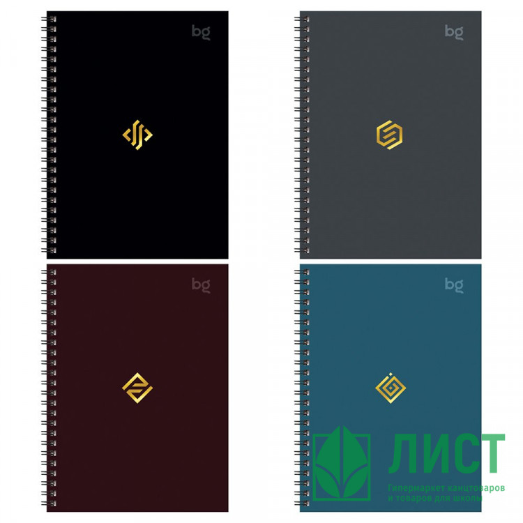 Записная книжка А6 твердая обложка на гребне 120 листов (BG) Моноколор. Классика ассорти арт.ЗКТ6гр120_лм_тф 57211