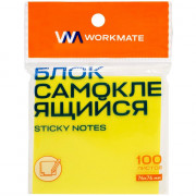 Блок самоклеющийся 76*76 100л неон желтый (Workmate) арт.14-8341 (Ст.30)
