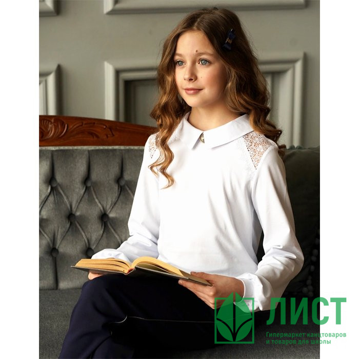 Джемпер для девочки трикотажный (Mattiel) длинный рукав цвет белый арт.D056-110 размерный ряд 34/134-44/164