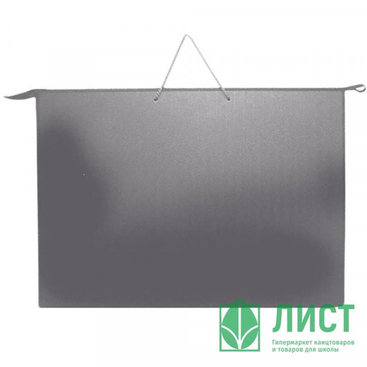 Папка А2 пластик на молнии ручка-шнур (ОНИКС) Серая  арт.ПР-2