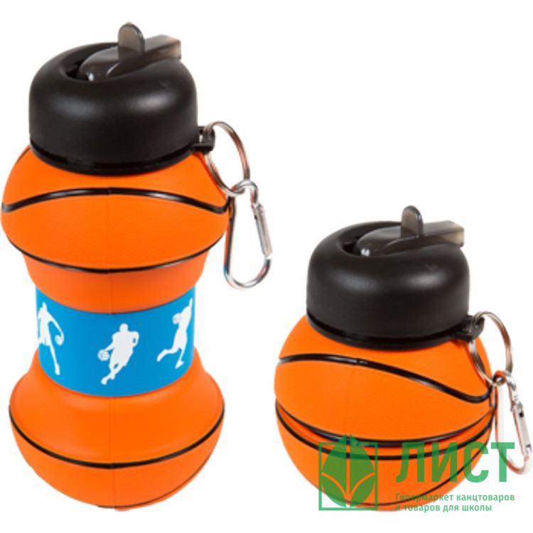 Бутылка 550мл deVENTE складная  оранжевая, баскетбольный мяч арт.8090483