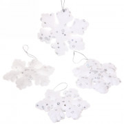 Украшение декор.подвеска "Снежинка" 07,5см 04шт/наб. цв.белый арт.916-0015