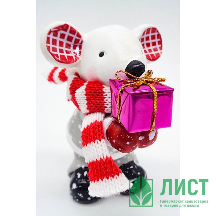 Фигурка СГ "Праздничная мышка" 10см арт.322630