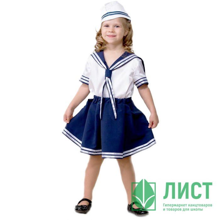 Костюм Д Морячка (блузка,юбка,головной убор) р.32 ткань арт.5704-122-64