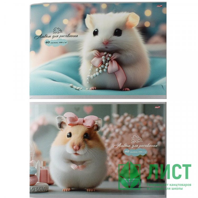Альбом для рисования 40 листов скоба (Prof-Press) Милый пушистик-2 асс. арт.40-7270