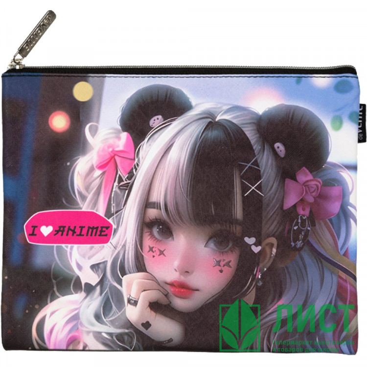 Папка школьная для тетрадей А5 на молнии кожзам (deVENTE) I Love Anime арт.8053539