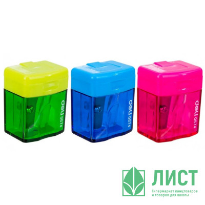 Точилка пл.Deli контейнер, 1 отверстие, цвет в ассортименте Cubic арт.E0574 (Ст.) Точилка пл.Deli контейнер, 1 отверстие, цвет в ассортименте Cubic арт.E0574 (Ст.)
