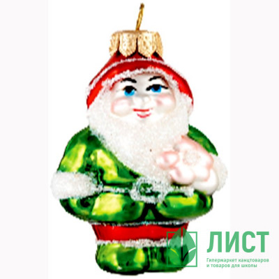 Украшение декоративное стекло 09см &quot;Гном с цветочком&quot; п/у арт.ФУ-386 Украшение декоративное стекло 09см "Гном с цветочком" п/у арт.ФУ-386
