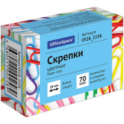 Скрепки винил. 28мм овальные 70шт/уп. OfficeSpace цветные арт.186683