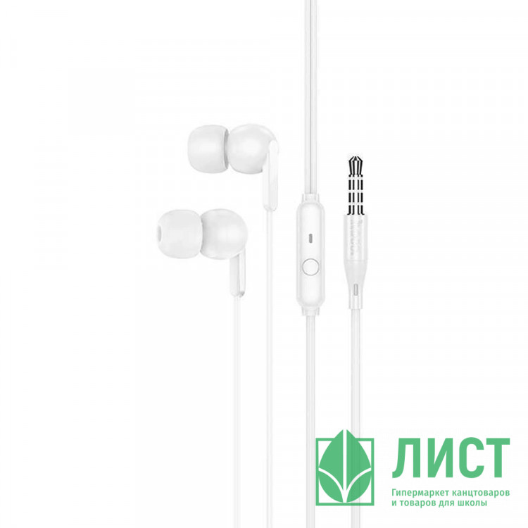 Наушники вакуумные проводные HOCO M124 Wide, с микрофоном, белый