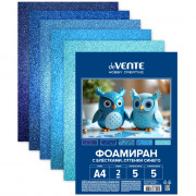 Набор цветного фоамирана А4 5 листов 5 цветов (deVENTE) HOBBY CREATIVE толщина 2 мм оттенки синего с блестками арт.8112414