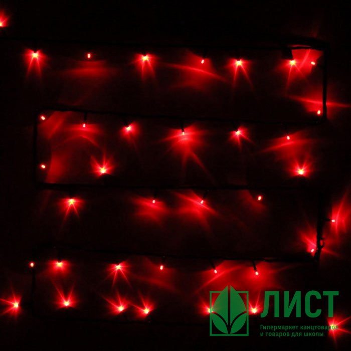Гирлянда электрическая уличная точечная 07м 80LED цвет красный (темный провод) 8режимов арт.196-113