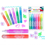 Гель с блестками 6 штук в наборе (Mazari) полупрозрачный 10 мл х 6 цветов арт.M-5655