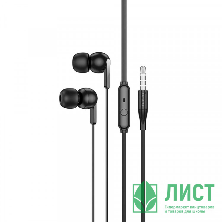 Наушники вакуумные проводные HOCO M124 Wide, с микрофоном, черный